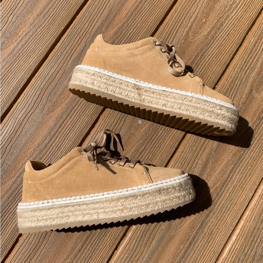 Rag & Bone Kent Espadrille in Dune Suede - Platform Sneaker Beige Tan Size 6.5